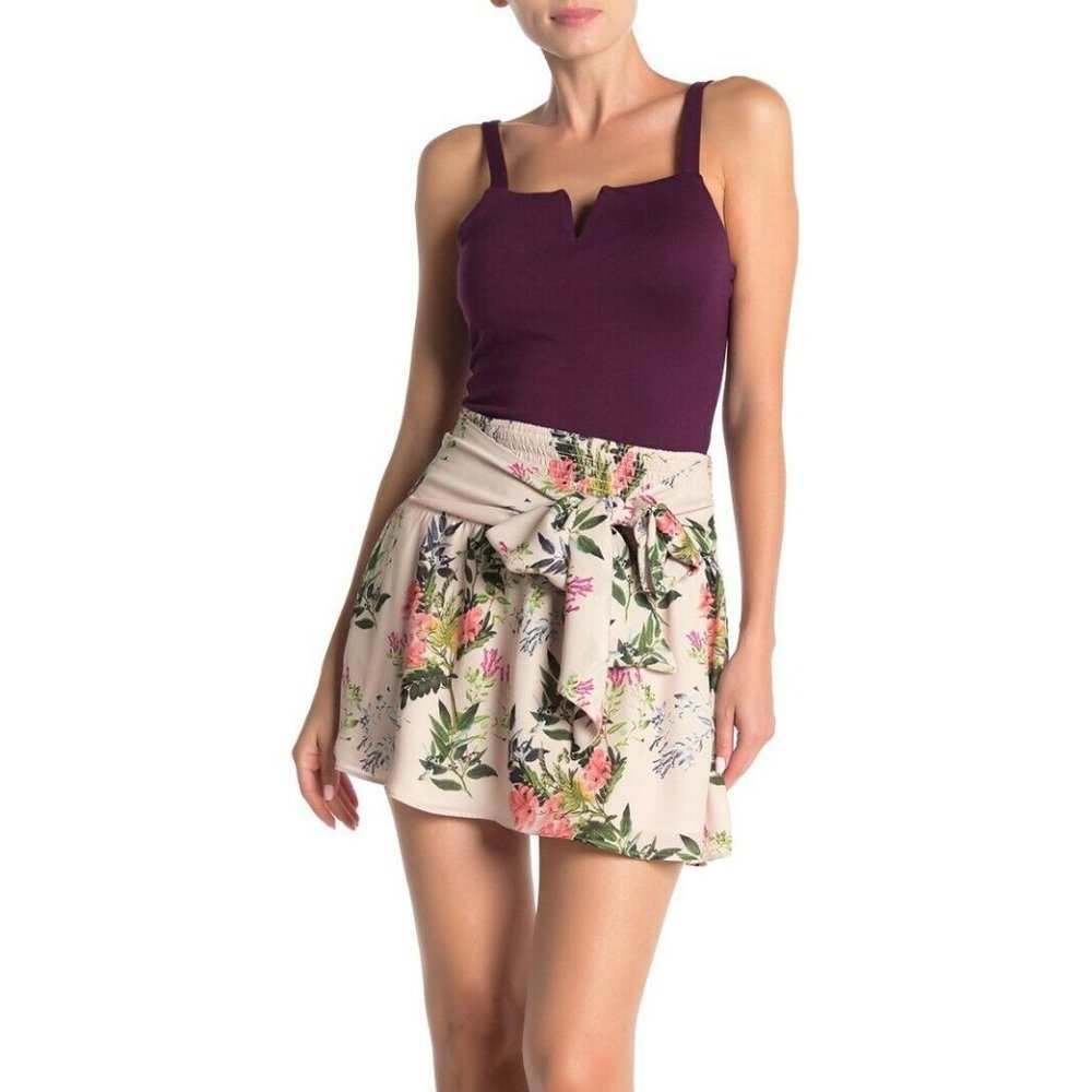 Parker Smoked Waist Tie Mini Skirt Floral NWT Retails $268
